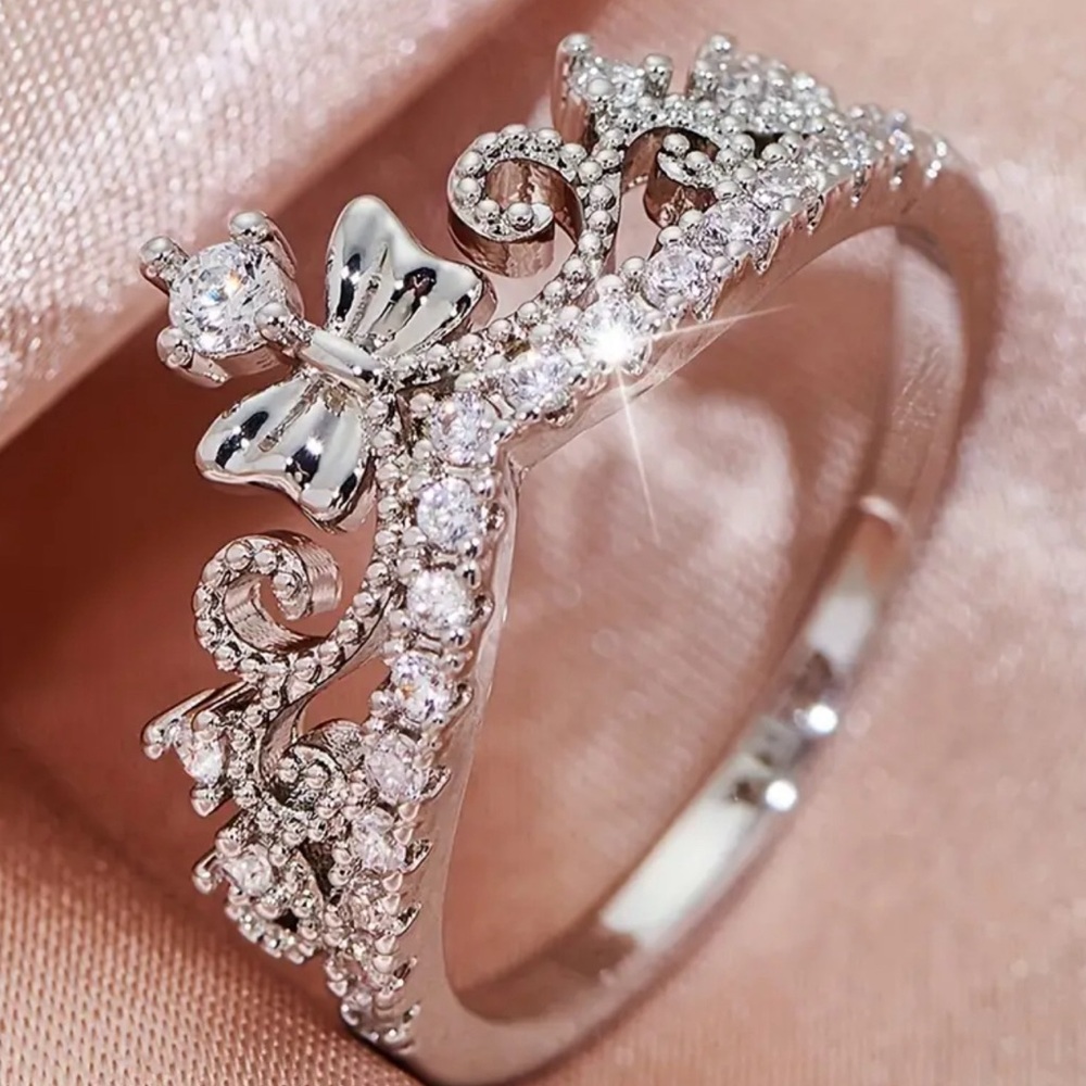 Fashion Crown Ring Inlaid Shining Zirconia Boho Style Jewelry size 7